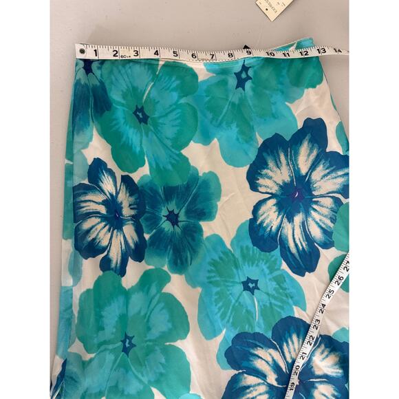 Vintage Y2K Express Blue 100% Silk Floral Phoebe Buffay Long Maxi Skirts S NWT - Picture 6 of 6